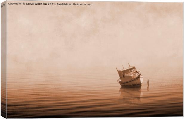 Misty Mooring Warmth. Canvas Print by Steve Whitham