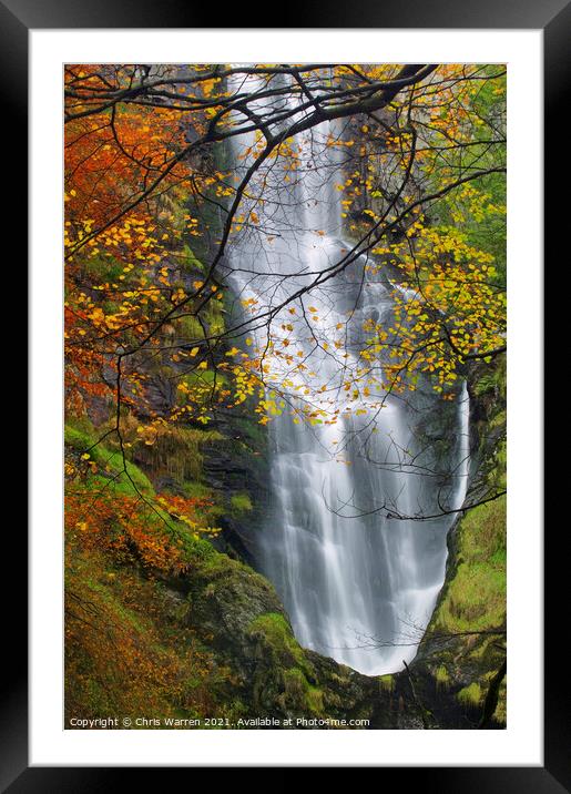 Pistyll Rhaeadr Waterfalls in autumn Framed Mounted Print by Chris Warren