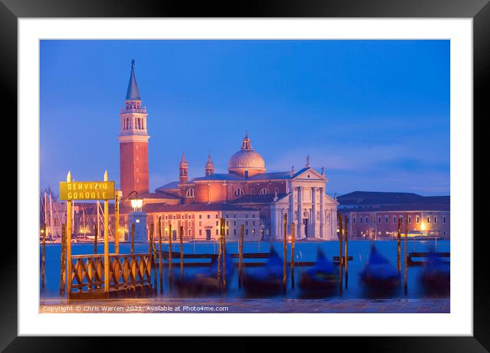 Twilight view to San Giorgio Maggiore Venice Framed Mounted Print by Chris Warren