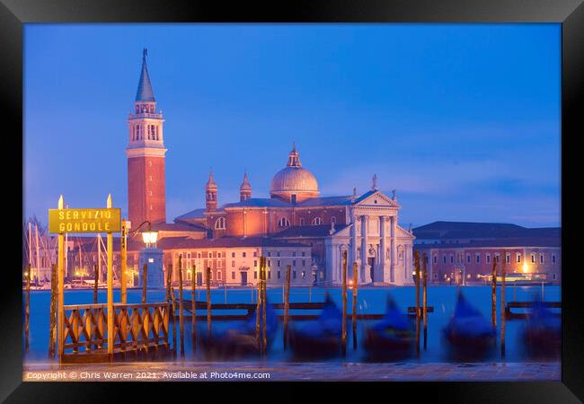 Twilight view to San Giorgio Maggiore Venice Framed Print by Chris Warren