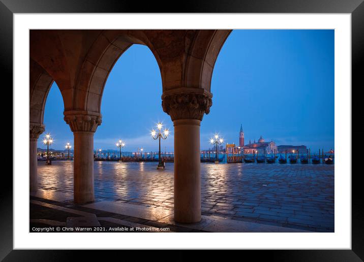 Twilight view towards San Giorgio Maggiore Venice Framed Mounted Print by Chris Warren