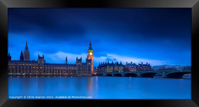 Houses of Parliament River Thames London at dusk Framed Print by Chris Warren