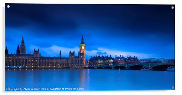 Houses of Parliament River Thames London at dusk Acrylic by Chris Warren