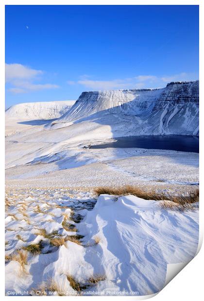 Llyn y Fan Fach in the winter snow Print by Chris Warren