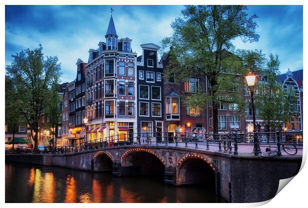 Amsterdam at Twilight Print by Artur Bogacki