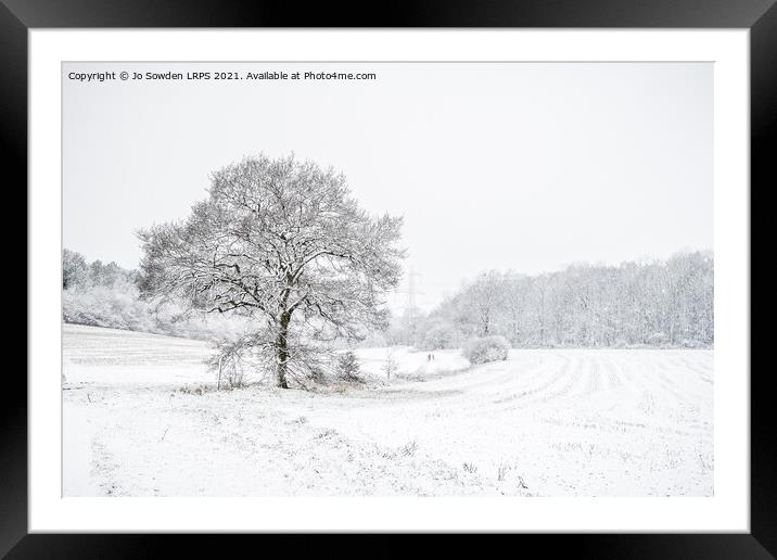Snowy Landscape, Hertfordshire Framed Mounted Print by Jo Sowden