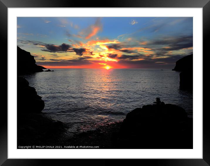 Final throws of light on the Pembrokeshire coast.  Framed Mounted Print by PHILIP CHALK