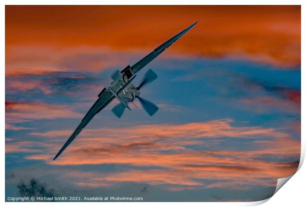 Colourful Spitfire Print by Michael Smith