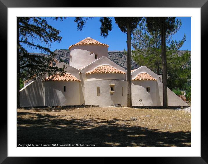 Traditional Cretan Church in Warm Sunshine  Framed Mounted Print by Ken Hunter