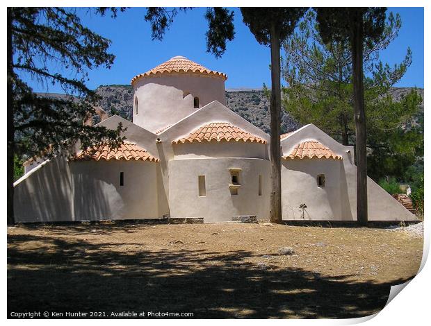 Traditional Cretan Church in Warm Sunshine  Print by Ken Hunter
