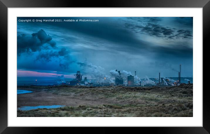 Redcar Steelworks at dusk. Once mighty. Framed Mounted Print by Greg Marshall