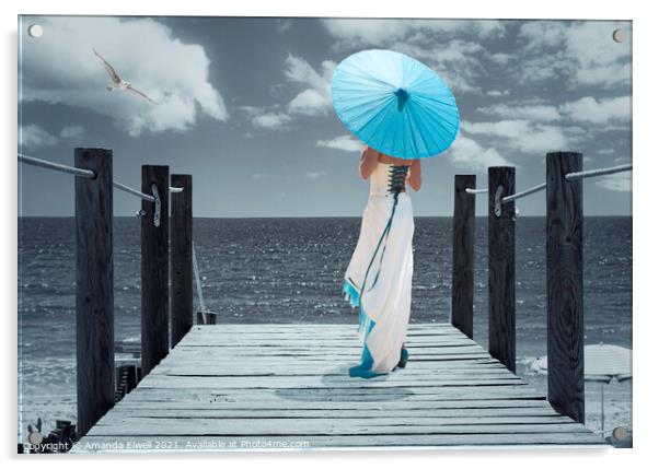 The Turquoise Parasol Acrylic by Amanda Elwell