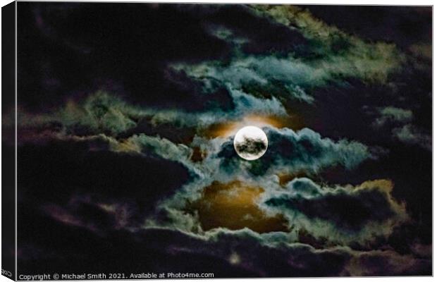 Colourful moon clouds Canvas Print by Michael Smith
