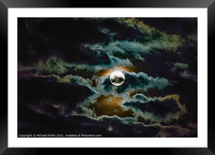 Colourful moon clouds Framed Mounted Print by Michael Smith