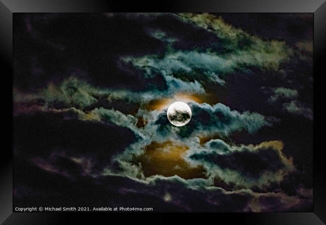 Colourful moon clouds Framed Print by Michael Smith