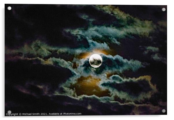 Colourful moon clouds Acrylic by Michael Smith