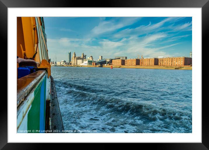 View from Mersey Ferry Liverpool  Framed Mounted Print by Phil Longfoot