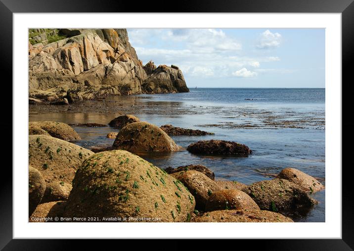 Granite cliffs and boulders, Penberth Cove, Cornwa Framed Mounted Print by Brian Pierce