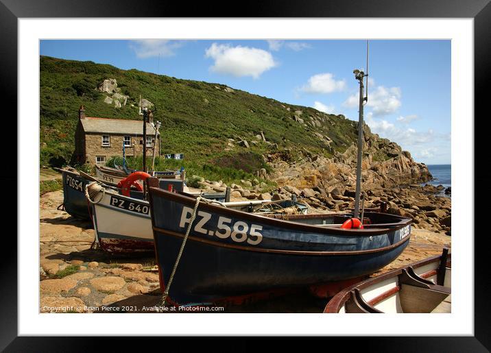 Boats at Penberth Cove Framed Mounted Print by Brian Pierce