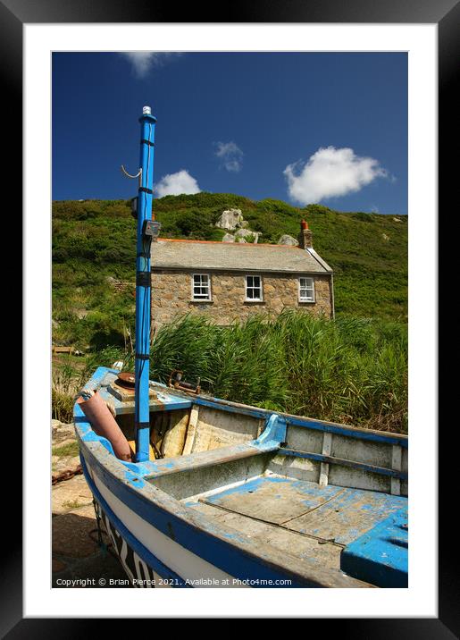Boat and Fishermans Cottage, Penberth, Cornwall Framed Mounted Print by Brian Pierce