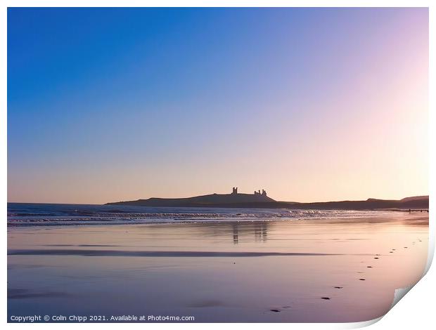 Dunstanburgh sunset Print by Colin Chipp