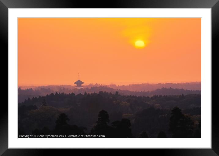Sunrise over a Bhuddist Temple in Japan Framed Mounted Print by Geoff Tydeman