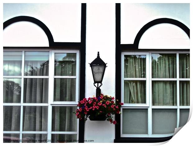 Cottage windows Print by Stephanie Moore