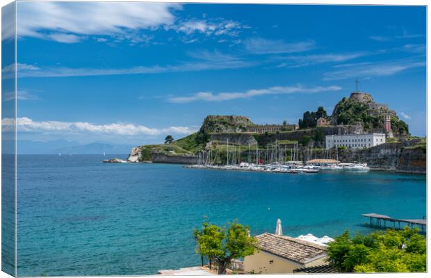 Old Fortress of Corfu on promontory by old town Canvas Print by Steve Heap