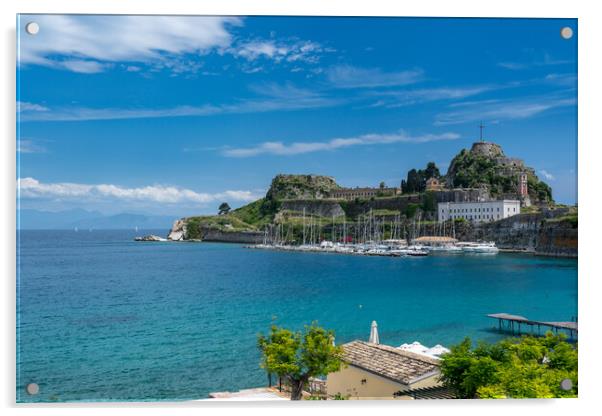 Old Fortress of Corfu on promontory by old town Acrylic by Steve Heap