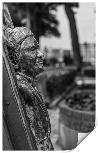 Statue of bust of Lawrence Durrell in Corfu Print by Steve Heap