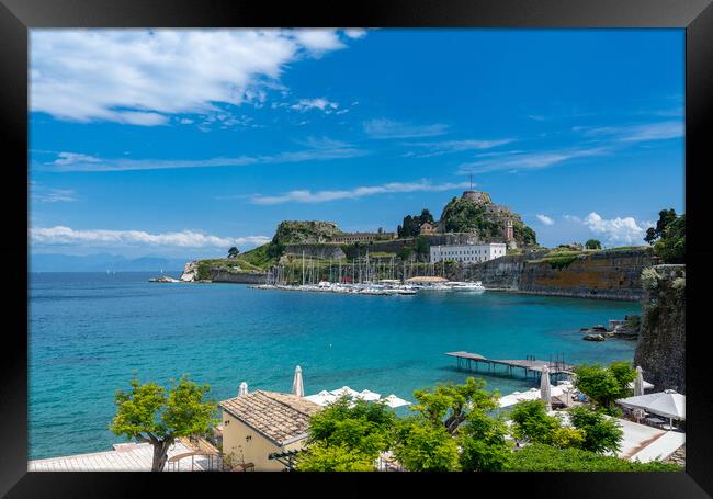 Old Fortress of Corfu on promontory by old town Framed Print by Steve Heap