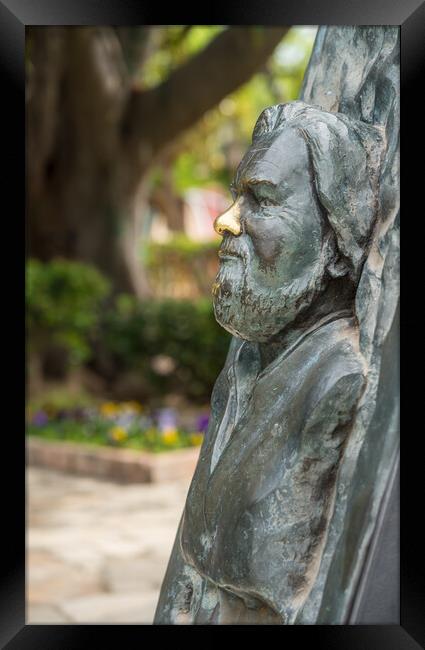 Statue of bust of Gerald Durrell in Corfu Framed Print by Steve Heap