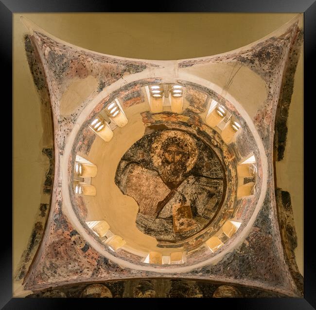 Ceiling of Holy Apostles of Solaki church in Greek Agora Framed Print by Steve Heap