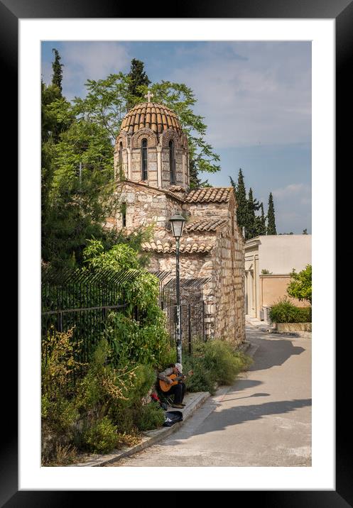 St Simeon church in ancient district of Anafiotika in Athens  Framed Mounted Print by Steve Heap