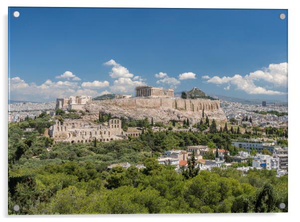 Panorama of city of Athens from Lycabettus hill Acrylic by Steve Heap