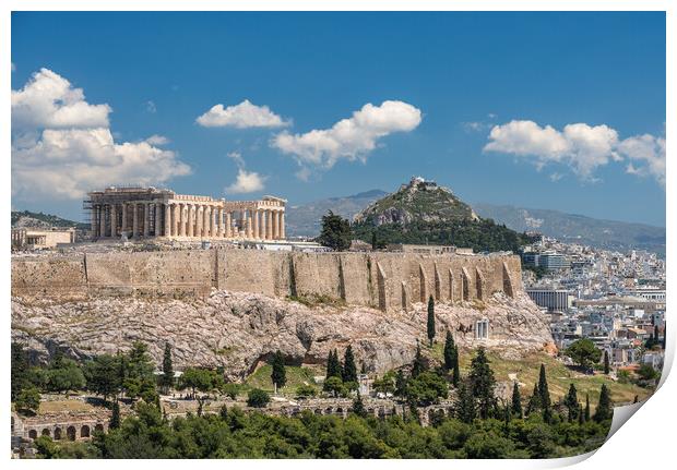 Panorama of city of Athens from Lycabettus hill Print by Steve Heap