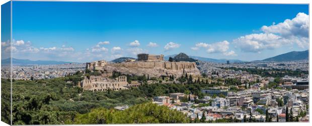 Panorama of city of Athens from Lycabettus hill Canvas Print by Steve Heap