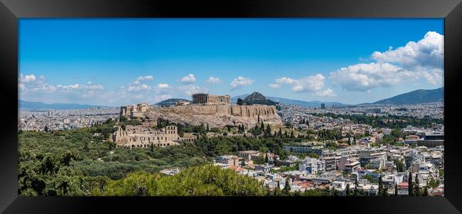 Panorama of city of Athens from Lycabettus hill Framed Print by Steve Heap