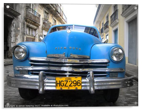 PLYMOUTH CAR IN HAVANA Acrylic by Simon Keeping