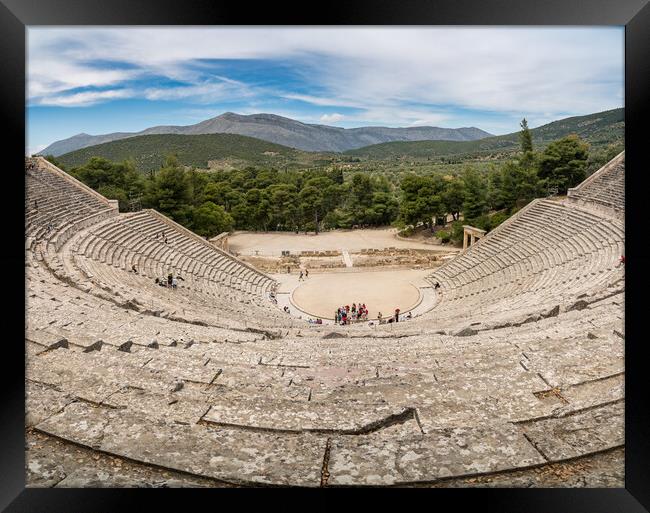 Massive amphitheatre at Sanctuary of Asklepios at Epidaurus Gree Framed Print by Steve Heap