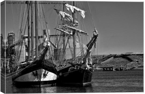 Tall Ships in Black and White Canvas Print by Jim Jones