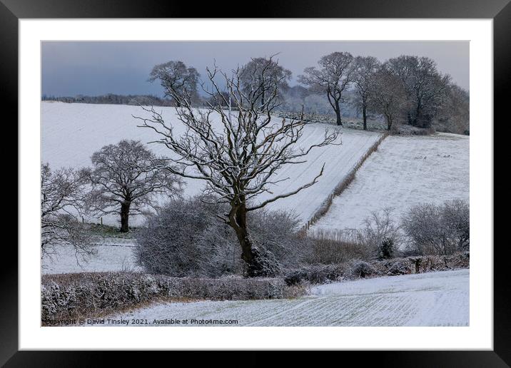 Rural Snowy Landscape Framed Mounted Print by David Tinsley
