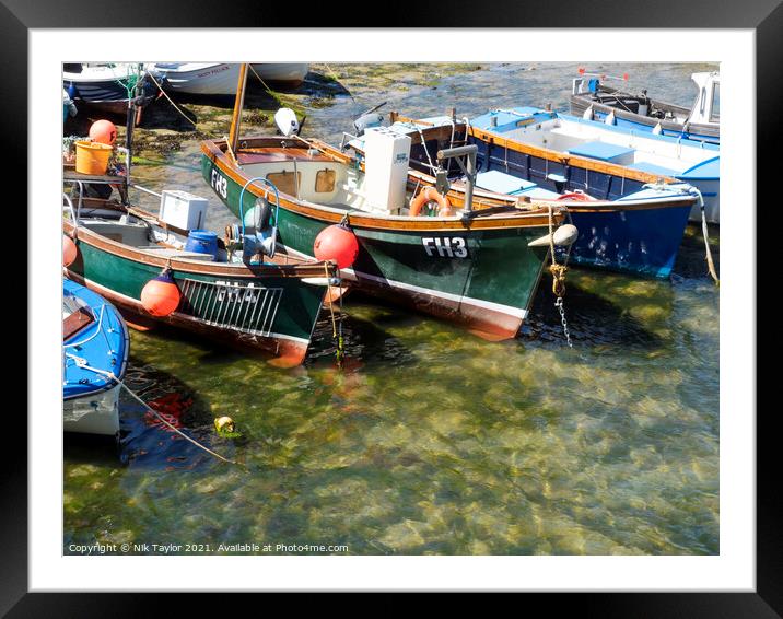 Fishing boats in Portscatho Harbour Framed Mounted Print by Nik Taylor