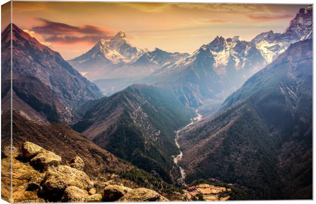 Evening view of Himalaya mountains. Canvas Print by Sergey Fedoskin