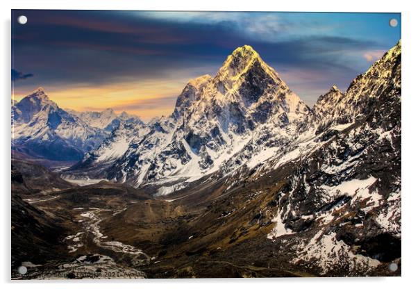 Evening view of Himalaya mountains. Acrylic by Sergey Fedoskin