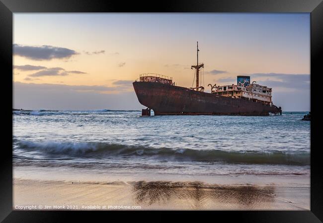 Lanzarote's Shipwreck Framed Print by Jim Monk