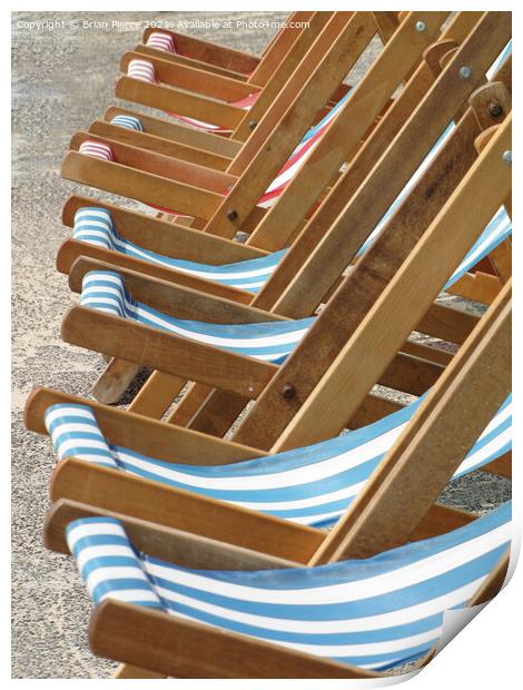Deck Chairs at St Ives, Cornwall Print by Brian Pierce