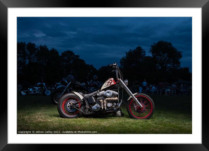 Harley Davidson Chopper Framed Mounted Print by James Catley