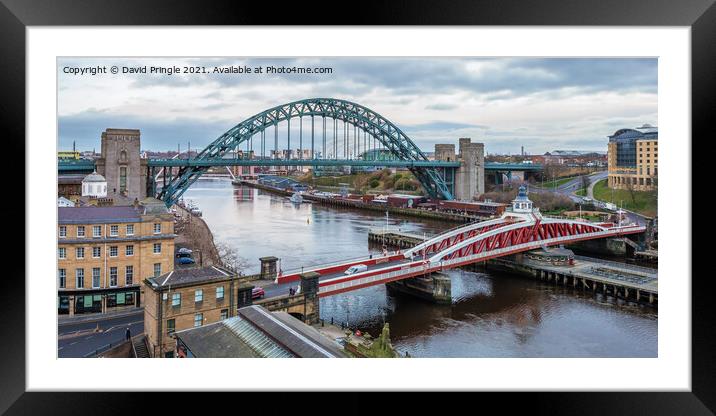 Newcastle Quayside Bridges Framed Mounted Print by David Pringle
