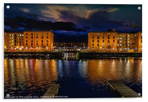 Salthouse Dock Liverpool after sunset Acrylic by Phil Longfoot